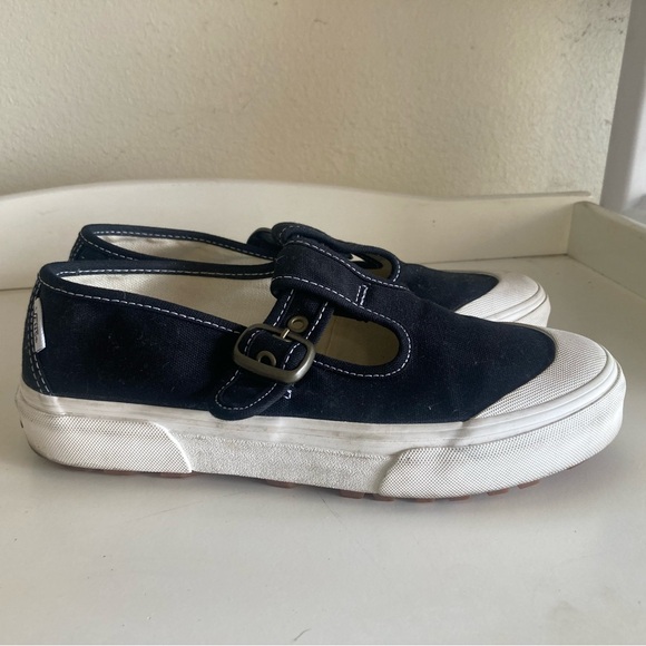 Vans Black and Cream Mary Jane Buckle Sneakers - Picture 2 of 5